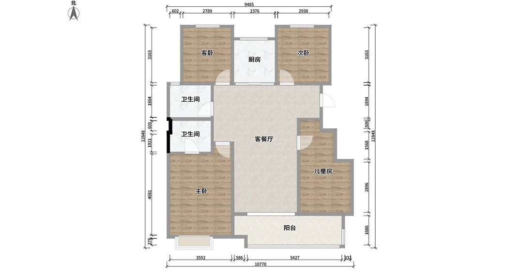 新城璽樾130㎡四室兩廳戶型平面布局圖.jpg